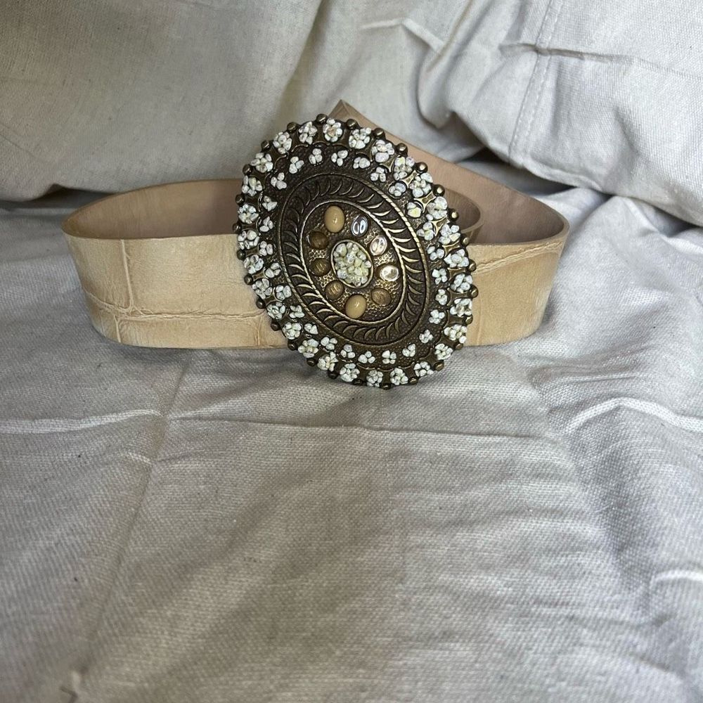 Leather Wide y2k Belt, Heavy Bronze Buckle. Boho realness.